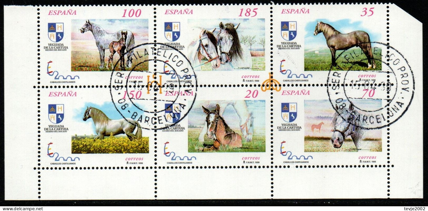 Spanien 1998 - Mi.Nr. 3443 - 3448 II - Gestempelt Used - Tiere Animals Pferde Horses - Usati