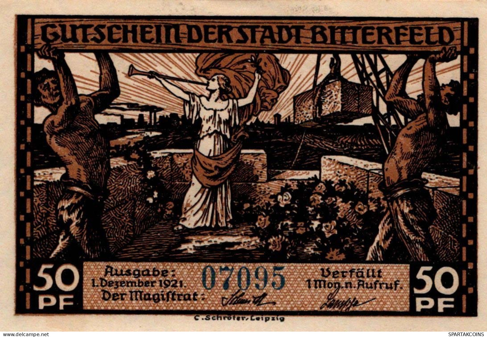 50 PFENNIG 1921 Stadt BITTERFIELD Westphalia UNC DEUTSCHLAND Notgeld #PA227 - [11] Emissioni Locali