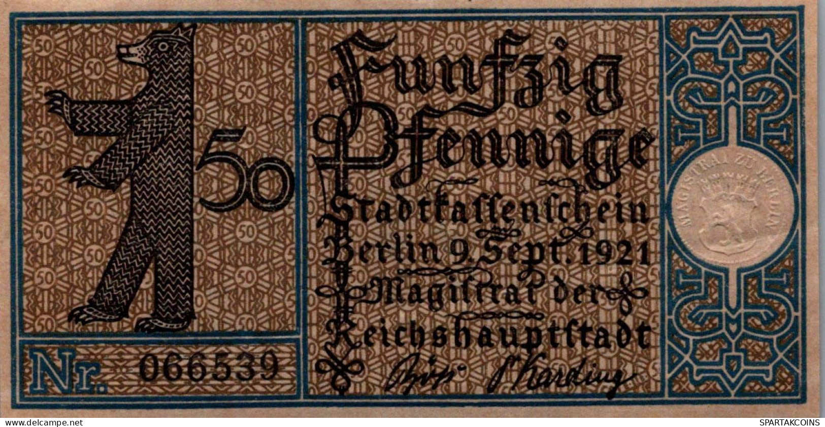 50 PFENNIG 1921 Stadt BERLIN UNC DEUTSCHLAND Notgeld Banknote #PH738 - [11] Local Banknote Issues
