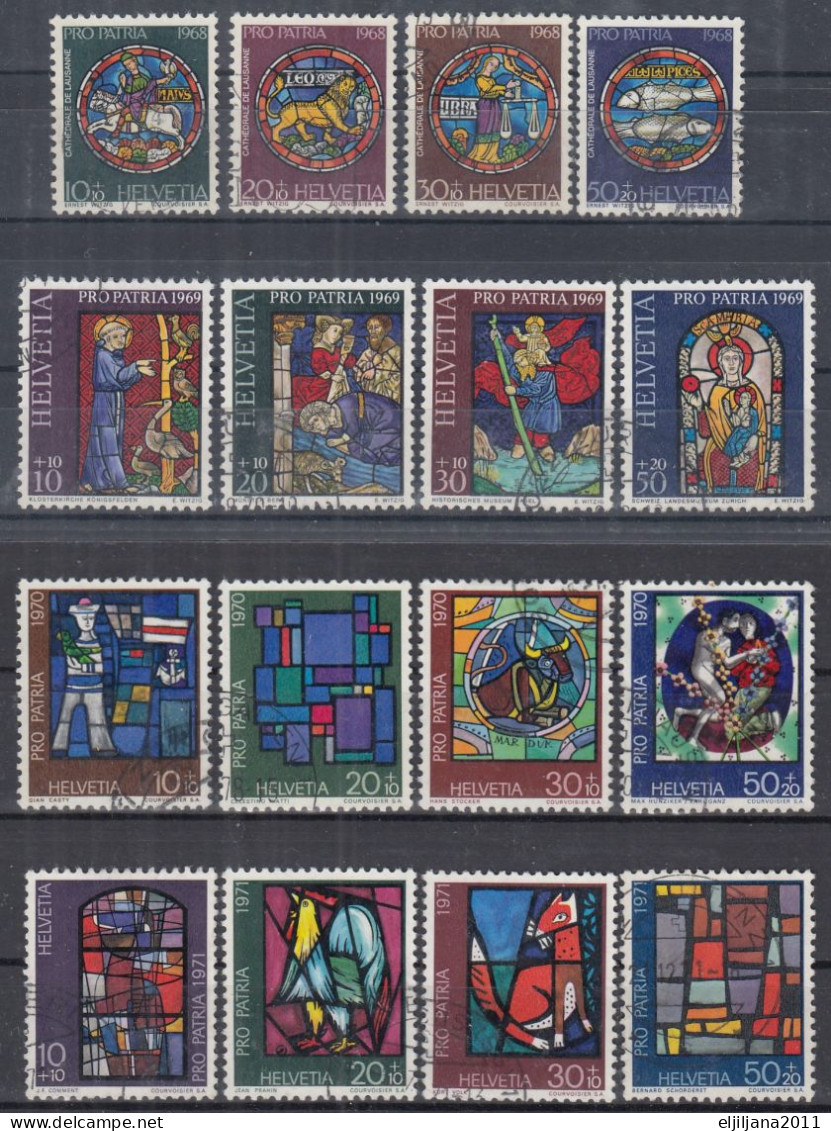 Switzerland / Helvetia / Schweiz / Suisse 1968 - 1971 ⁕ PRO PATRIA Mi.874/877, 902/905, 925-928, 949-952 ⁕ 16v Used - Gebruikt