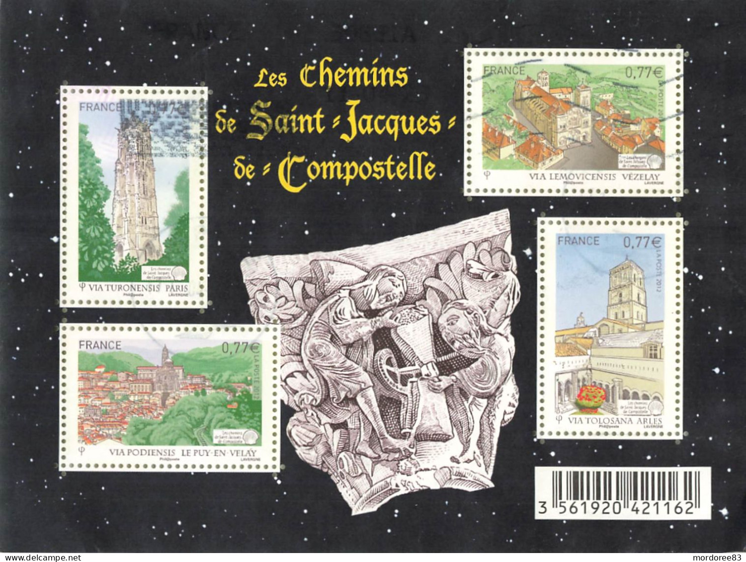 FRANCE 2012 BLOC OBLITERE LES CHEMINS DE SAINT JACQUES DE COMPOSTELLE - F 4641 - - Oblitérés