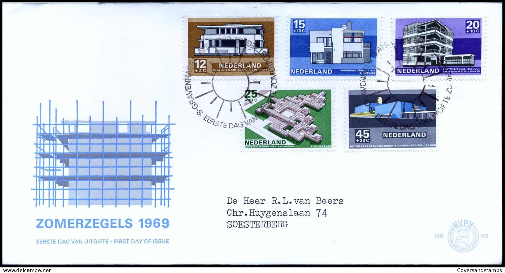 E95 - Zegel 920/24 - Zomerzegels 1969 - Stempel : Autopostkantoor - Met Adres - FDC