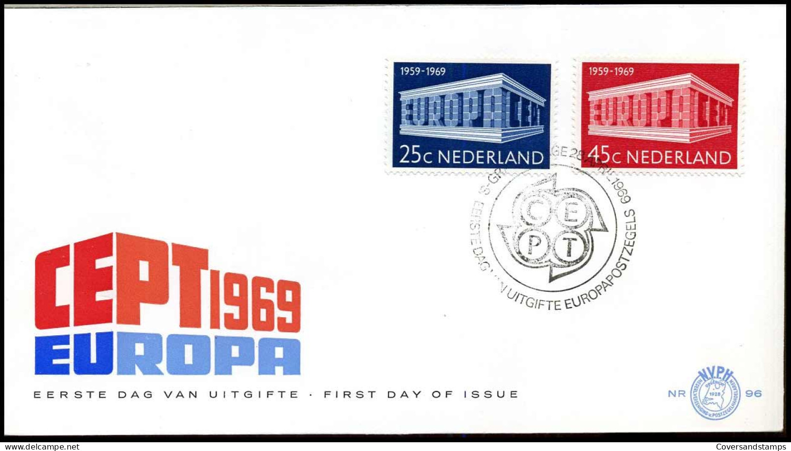 E96 - Zegel 925/26 - Europa CEPT 1969 - Zonder Adres - FDC