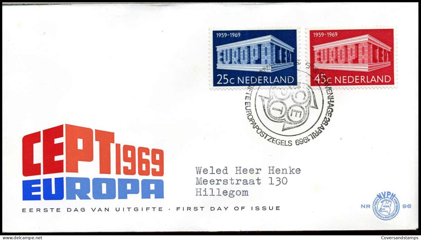 E96 - Zegel 925/26 - Europa CEPT 1969 - Met Adres - FDC