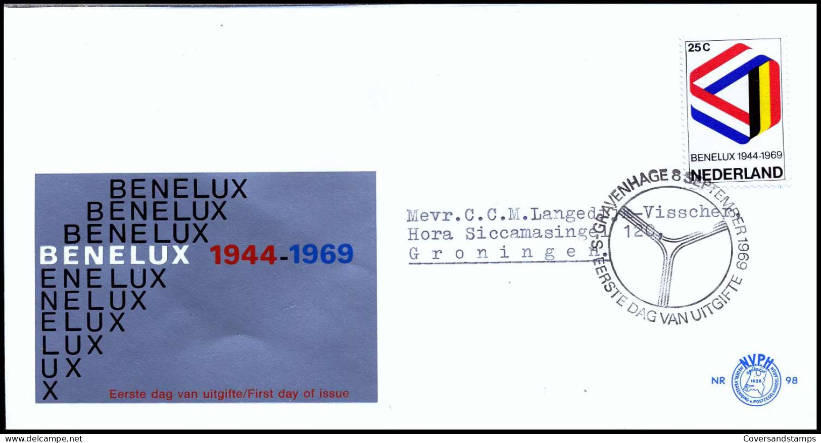 E98 - Zegel 930 - Benelux 1944-1969 - Met Adres - FDC