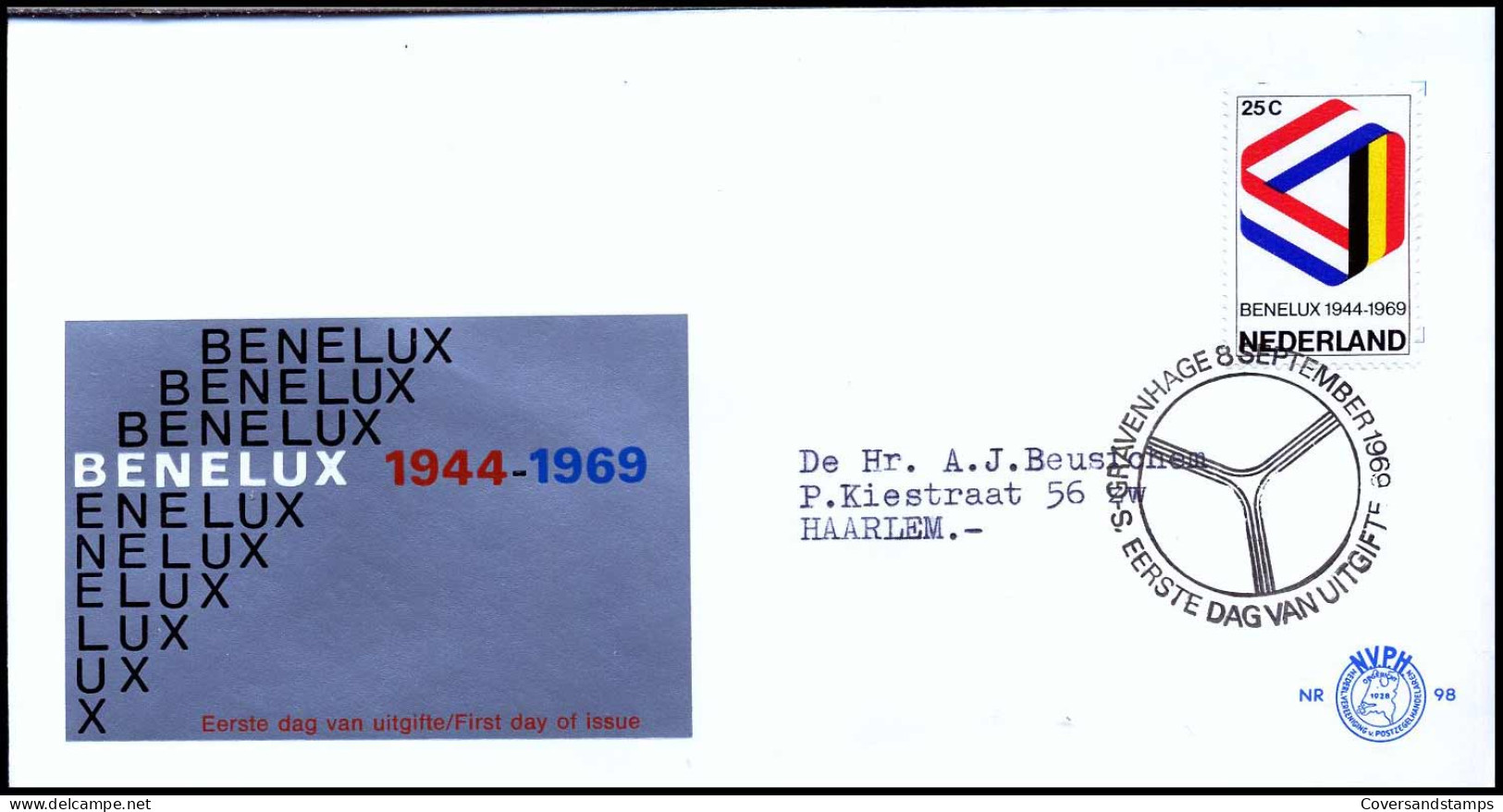 E98 - Zegel 930 - Benelux 1944-1969 - Met Adres - FDC