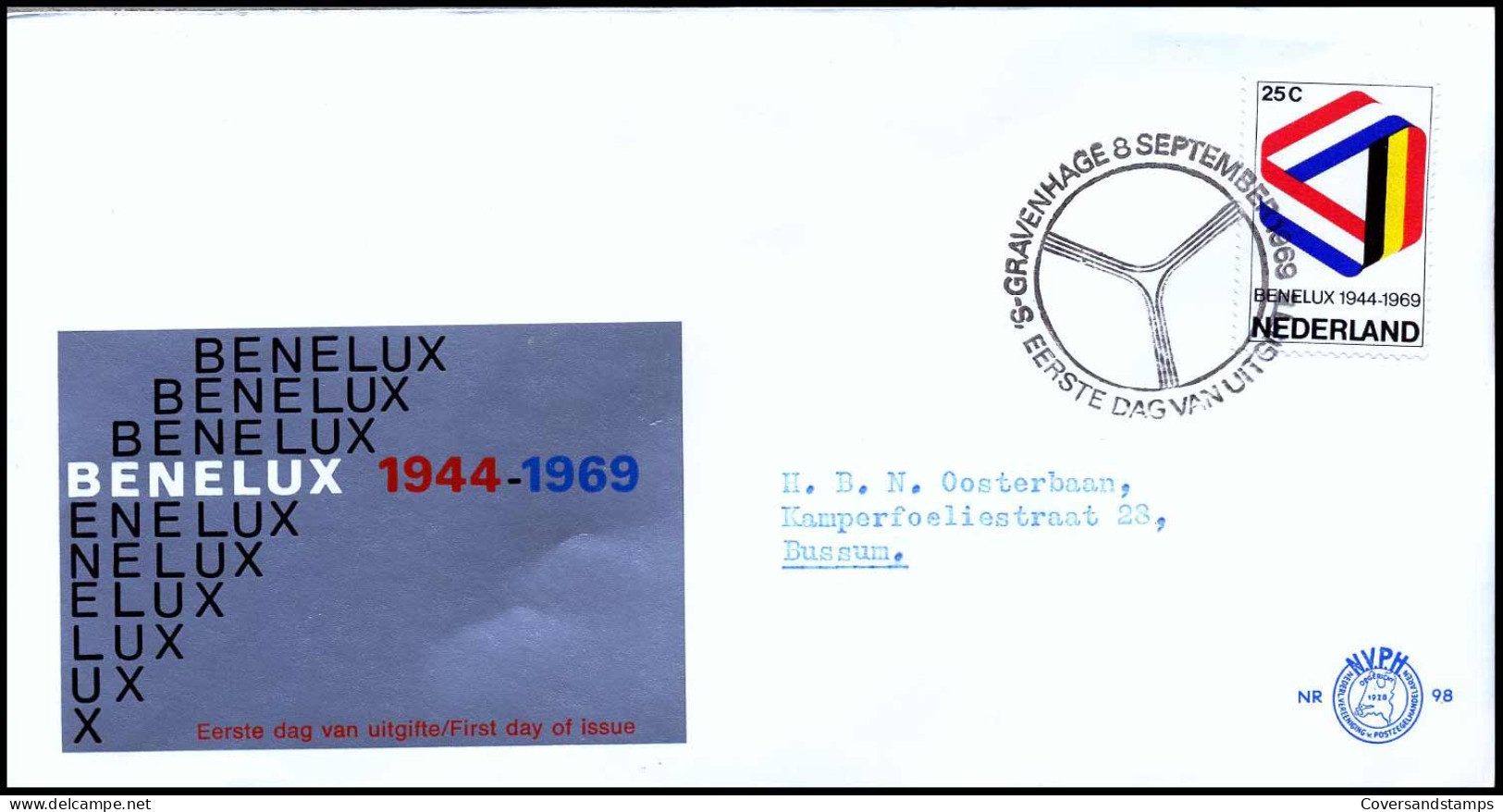 E98 - Zegel 930 - Benelux 1944-1969 - Met Adres - FDC