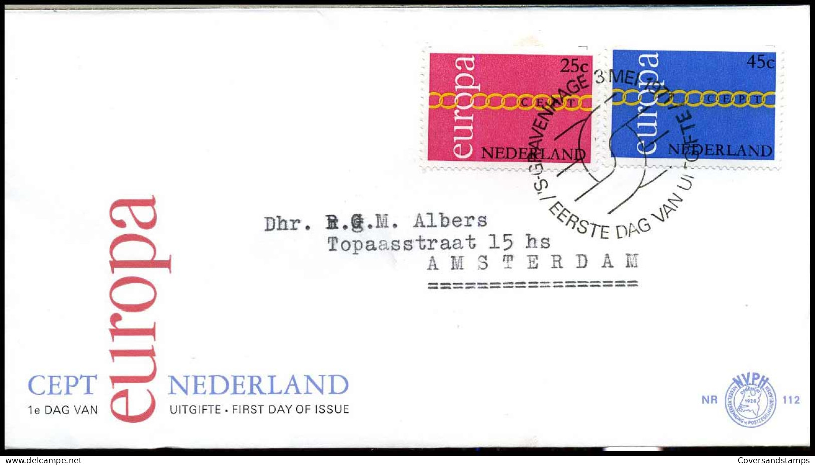 E112 - Zegel 990/91 - Europa CEPT 1971 - Met Adres - FDC