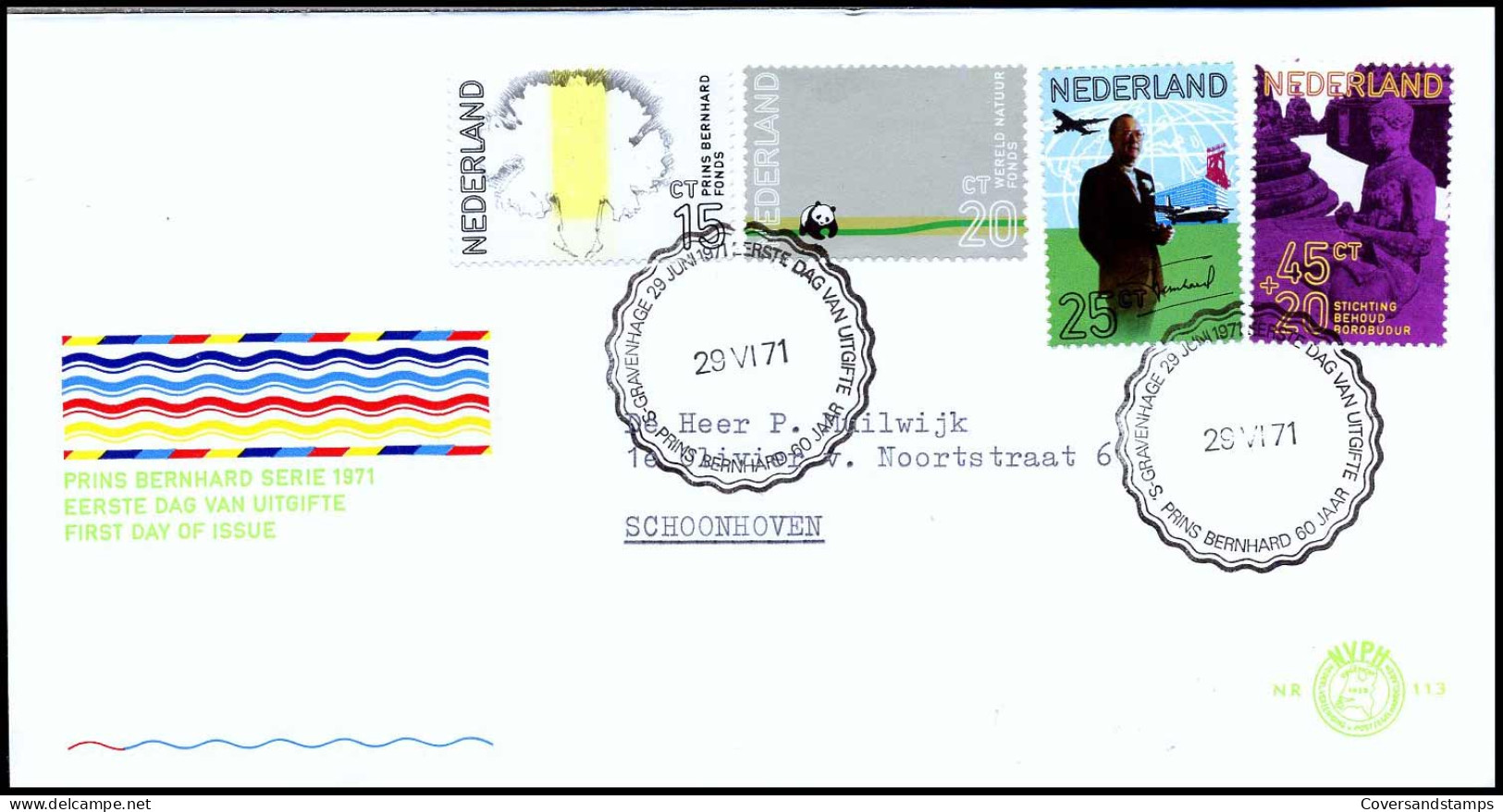 E113 - Zegel 992/95 - Prins Bernhard SeriFDC - Met Adres - FDC