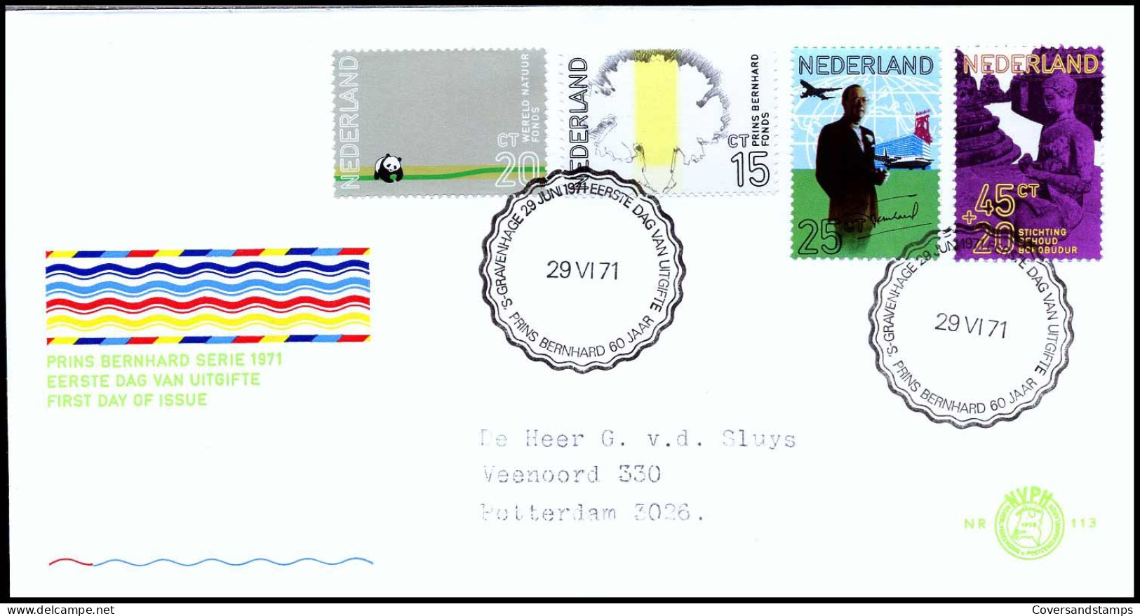 E113 - Zegel 992/95 - Prins Bernhard SeriFDC - Met Adres - FDC