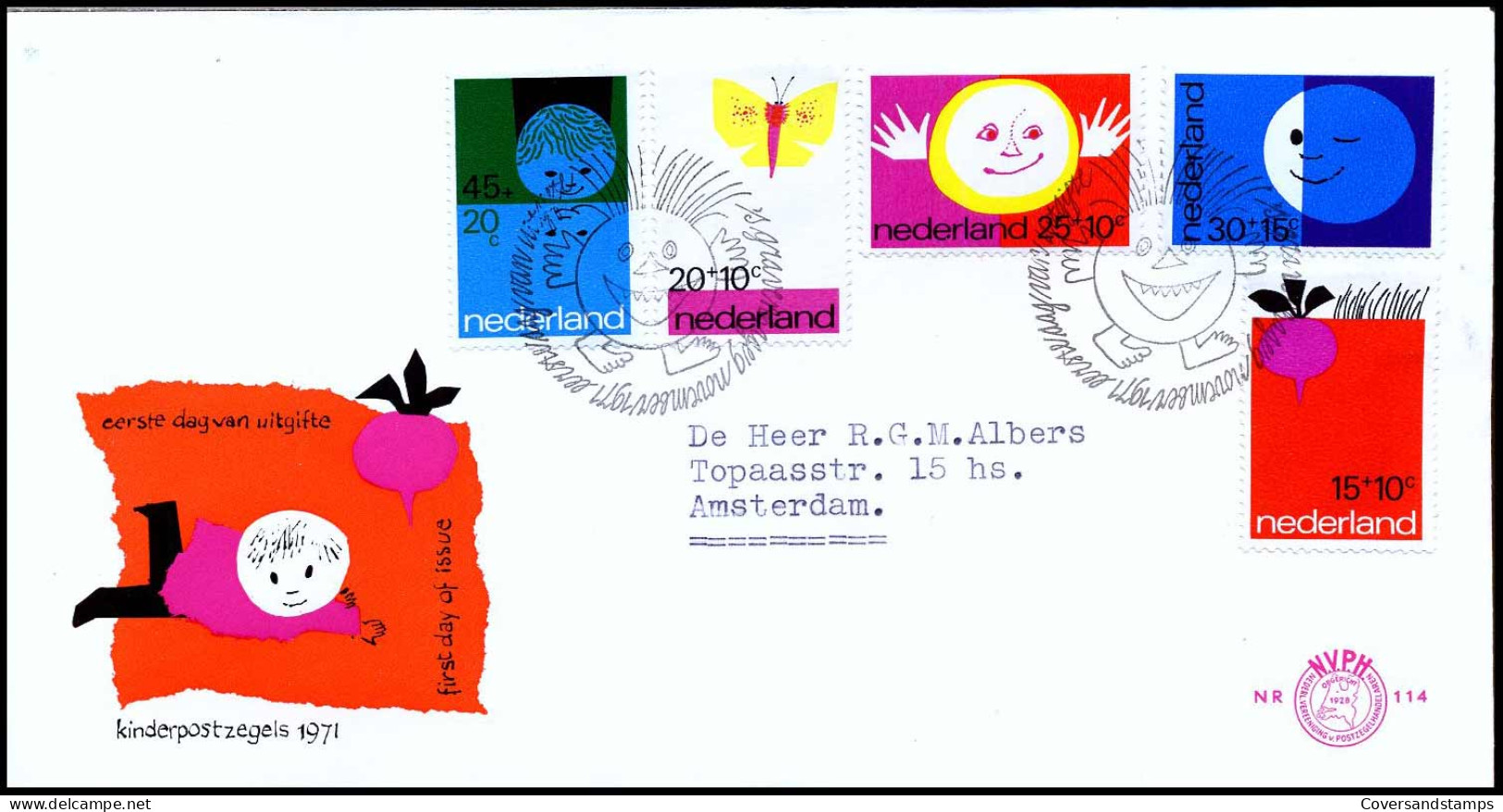 E114 - Zegel 996/00 - Kinderpostzegels 1971 - Met Adres - FDC