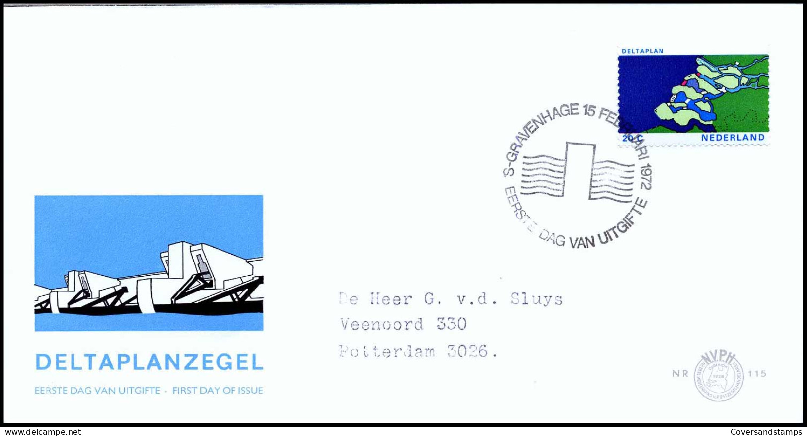 E115 - Zegel 1002 - Deltaplanzegel - Met Adres - FDC