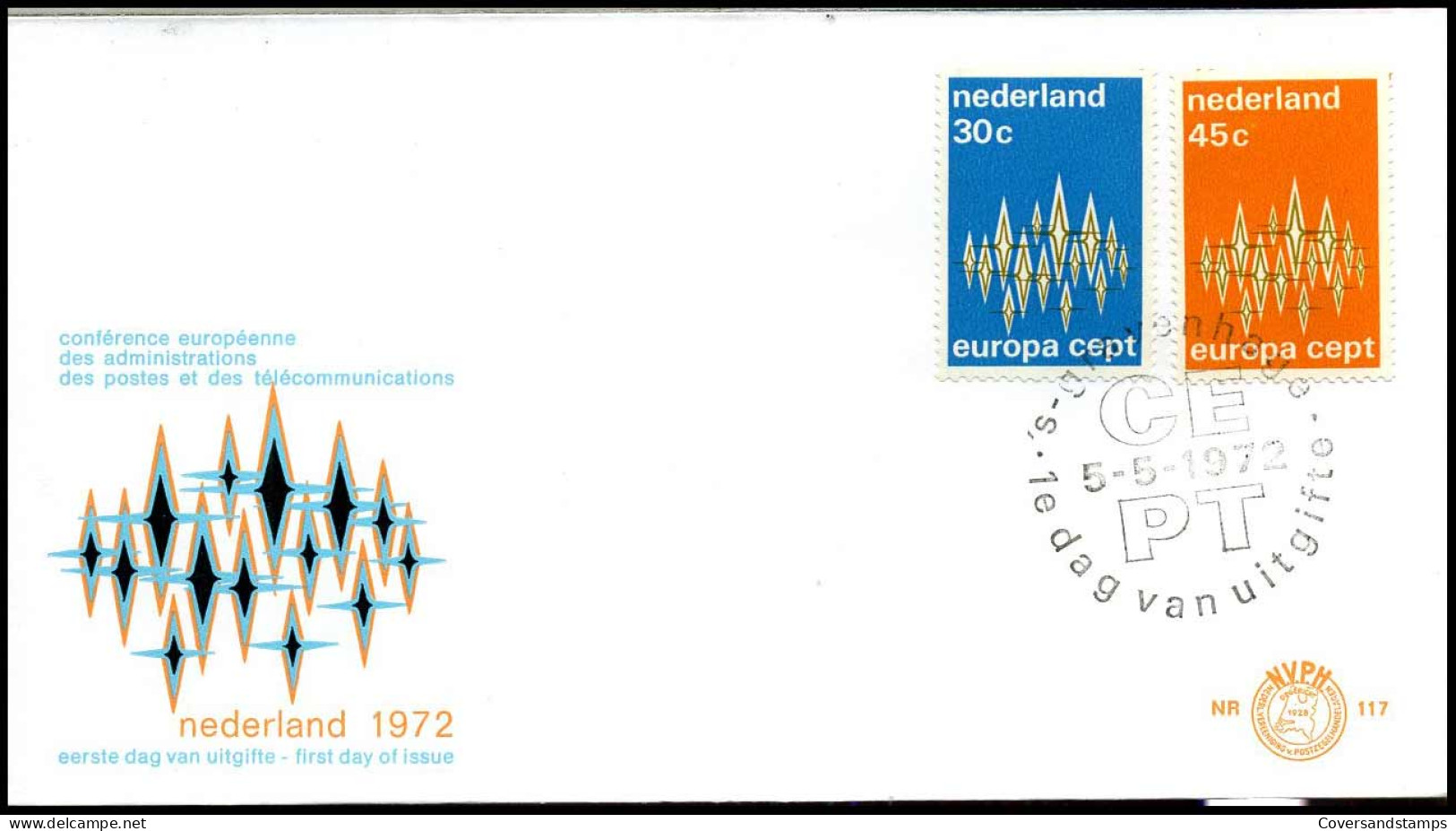 E117 - Zegel 1007/08 - Europa CEPT 1972 - Zonder Adres - FDC