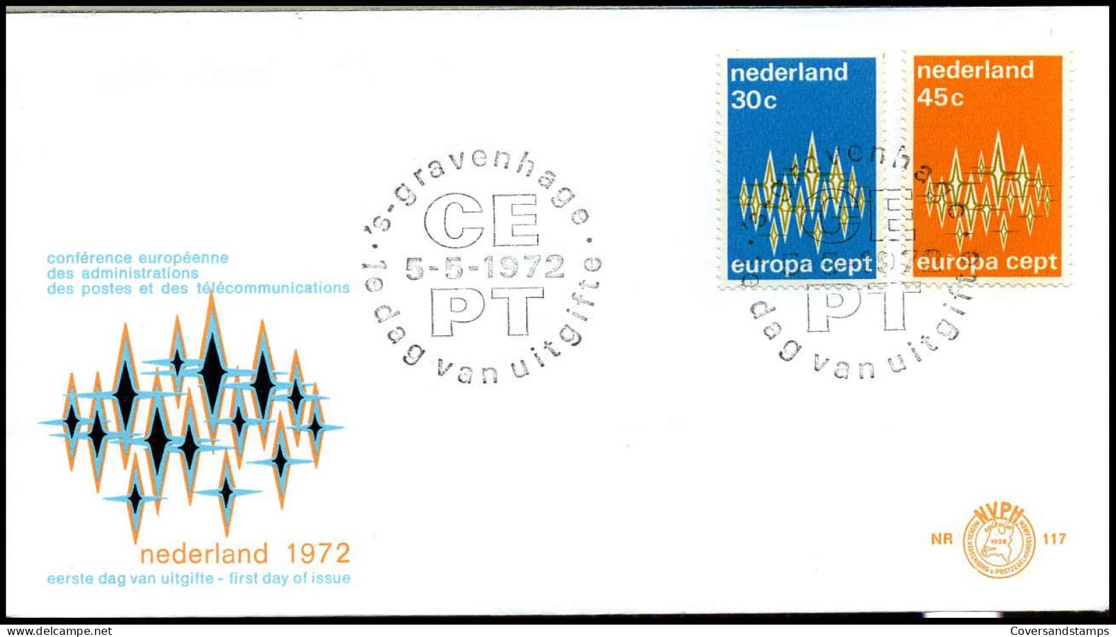 E117 - Zegel 1007/08 - Europa CEPT 1972 - Zonder Adres - FDC