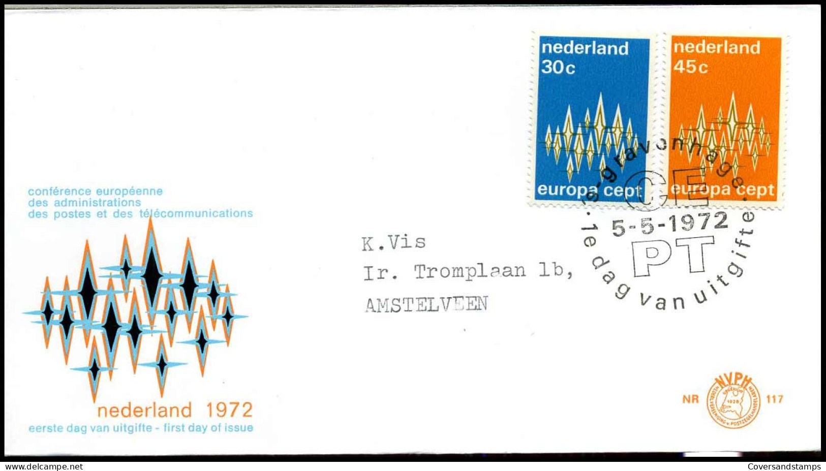 E117 - Zegel 1007/08 - Europa CEPT 1972 - Met Adres - FDC