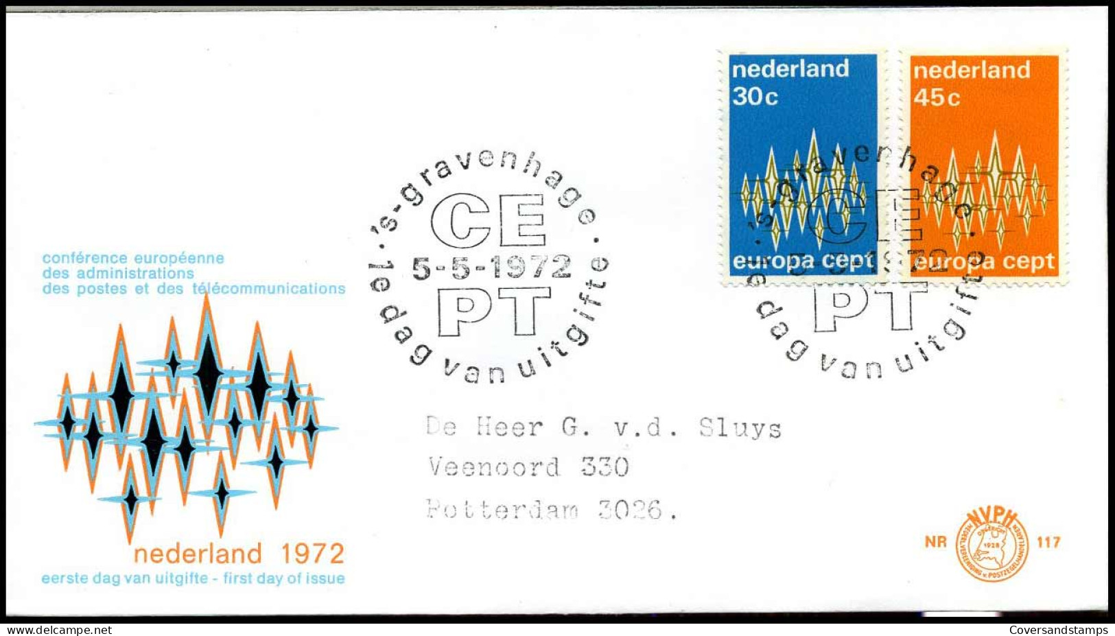 E117 - Zegel 1007/08 - Europa CEPT 1972 - Met Adres - FDC