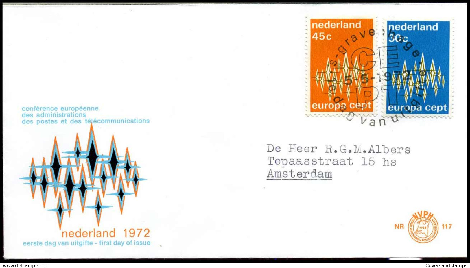 E117 - Zegel 1007/08 - Europa CEPT 1972 - Met Adres - FDC