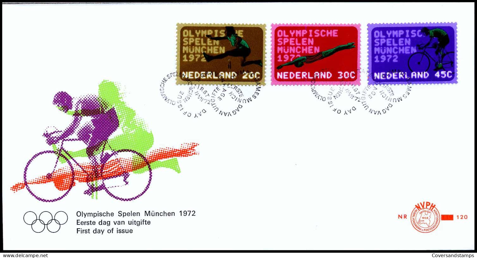 E120 - Zegel 1012/14 - Olympische Spelen München 1972 - Zonder Adres - FDC