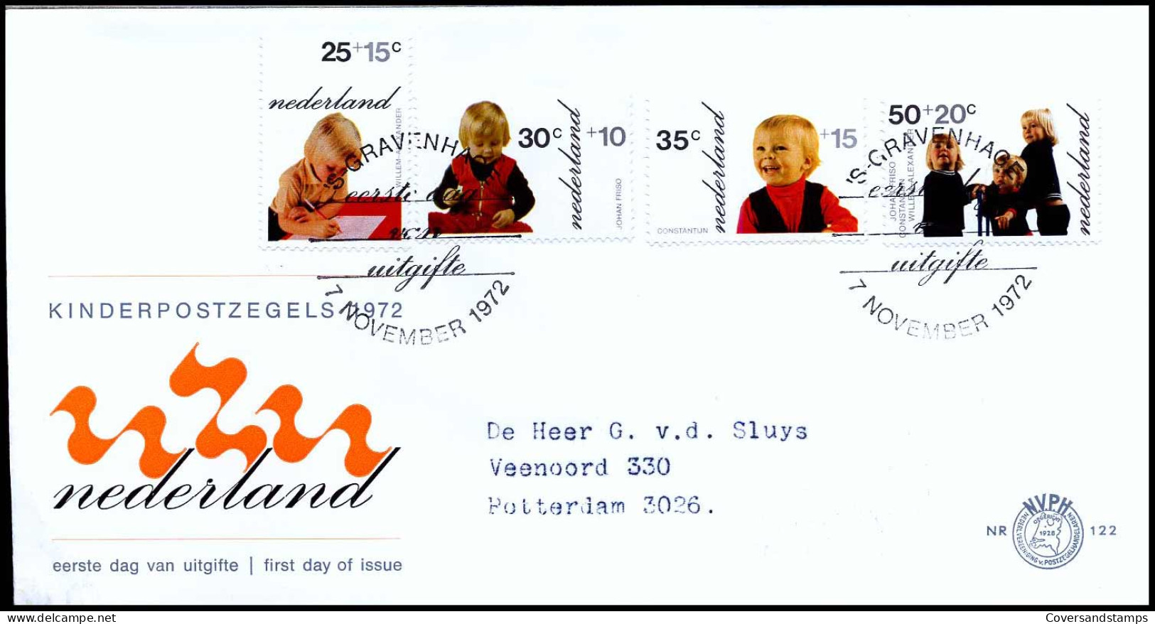 E122 - Zegel 1020/23 - Kinderzegels 1972 - Met Adres - FDC