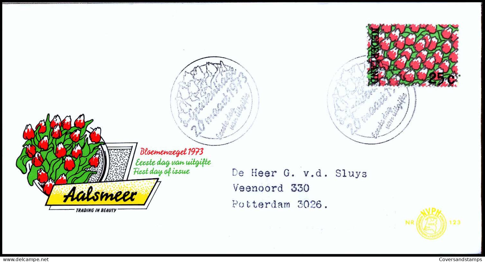 E123 - Zegel 1025 - Bloemenzegel 1973 - Met Adres - FDC