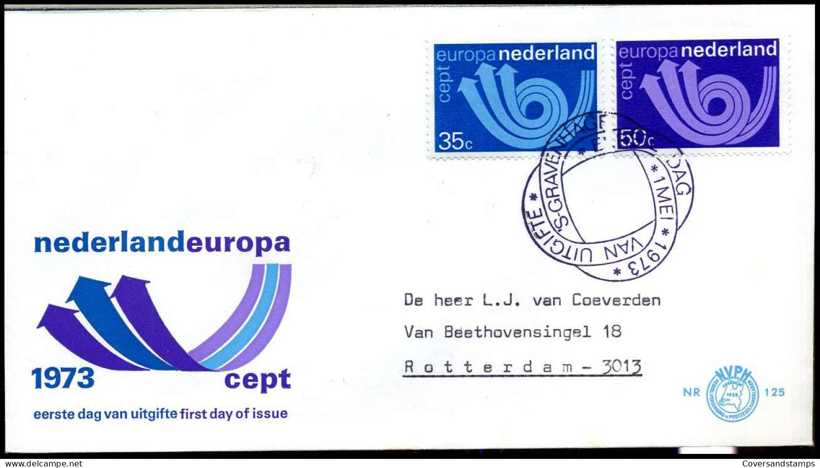 E125 - Zegel 1030/31 - Europa CEPT 1973 - Met Adres - FDC