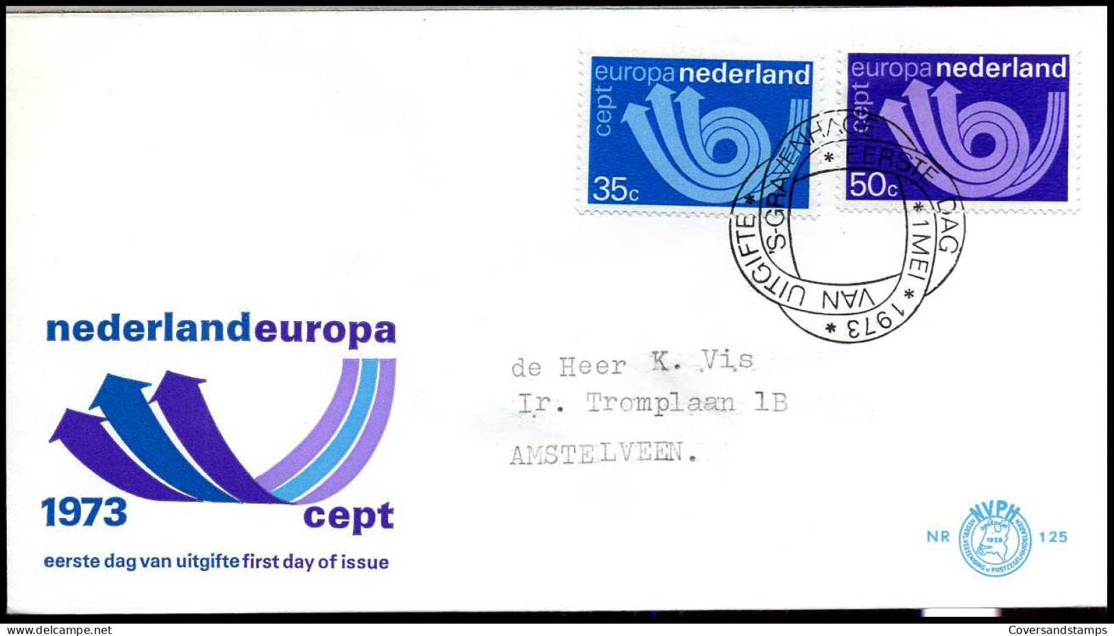 E125 - Zegel 1030/31 - Europa CEPT 1973 - Met Adres - FDC