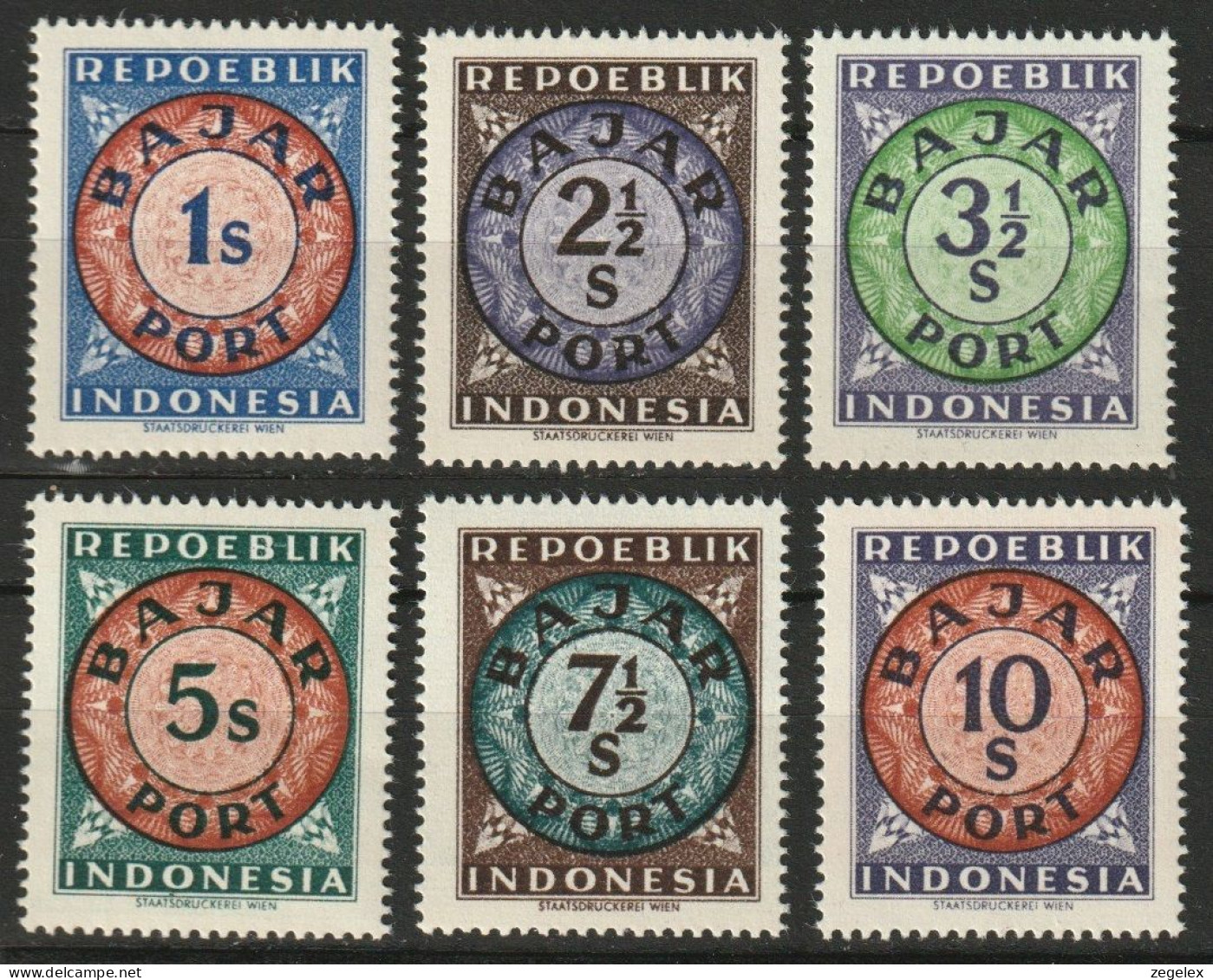 1948 Repoeblik Indonesia Porto Mi. 1-6 MNH** Postfris - Indonésie