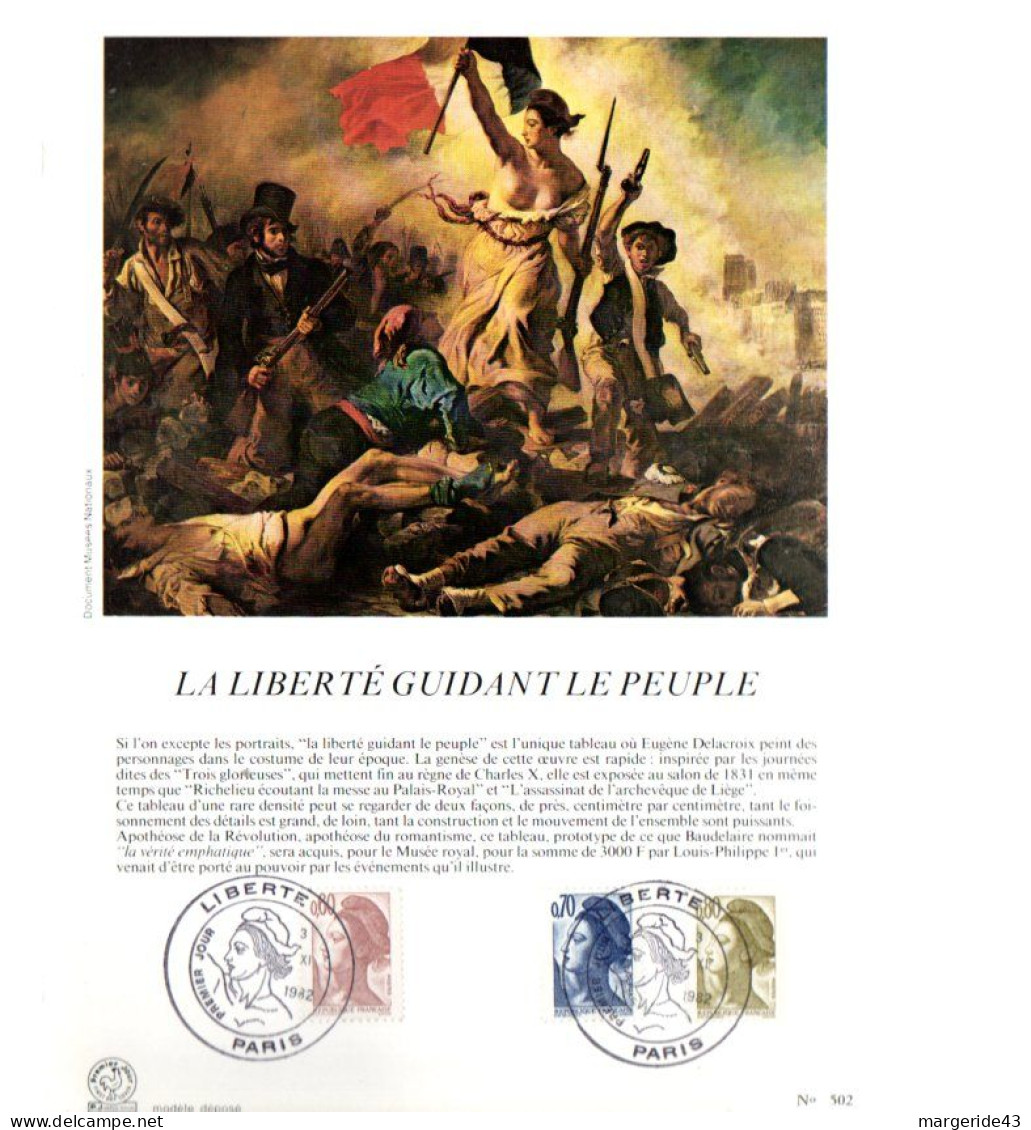 NOTICE FDC 1982 LIBERTE DE GANDON - 1980-1989