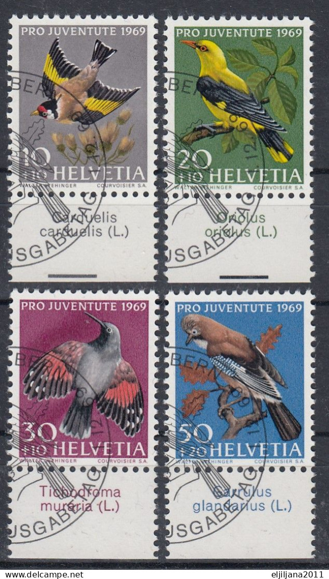 Switzerland / Helvetia / Schweiz / Suisse 1969 ⁕ Birds Pro Juventute Mi.914-917 ⁕ 4v FDC Used (original Gum) - Used Stamps