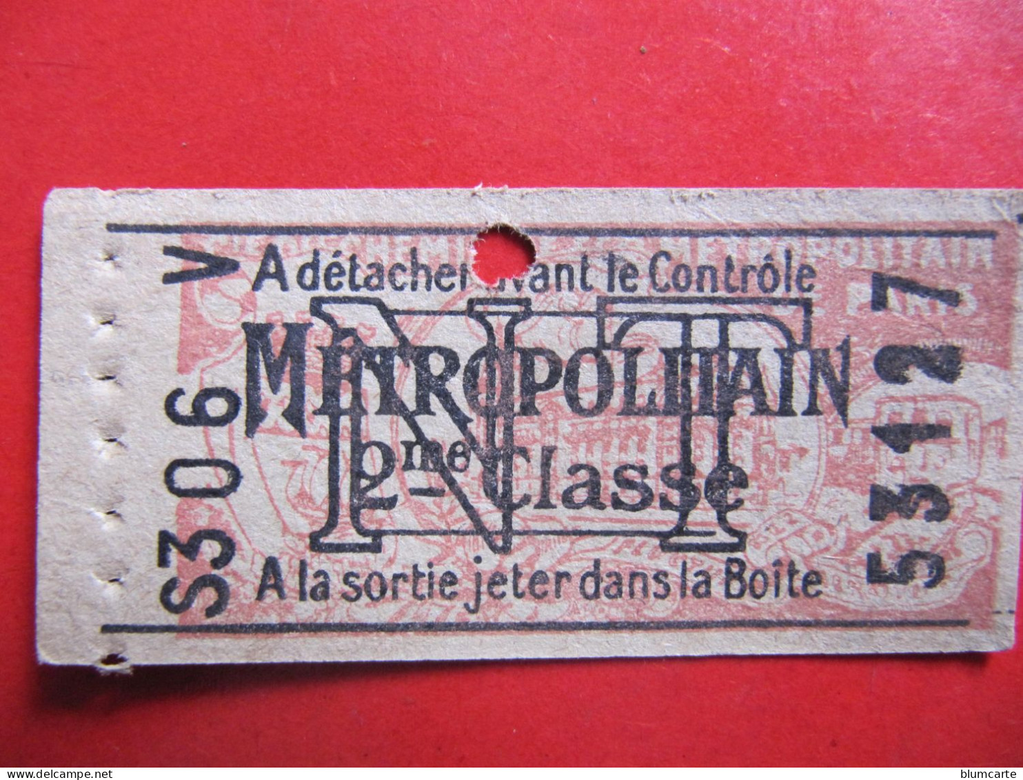 TICKET DE METROPOLITAIN - 2me CLASSE - NT (Nouveau Tarif) - Pub DEPOT NICOLAS FINES BOUTEILLES Au Verso - Europa