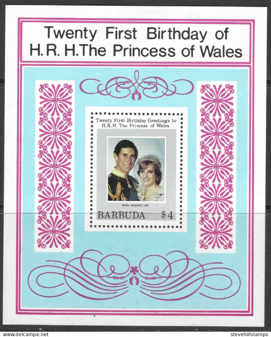 Barbuda. 1982 21st Birthday Of Princess Of Wales (1st Issue). 4$ MH M/S. SG MS627. M4061L - Antigua And Barbuda (1981-...)