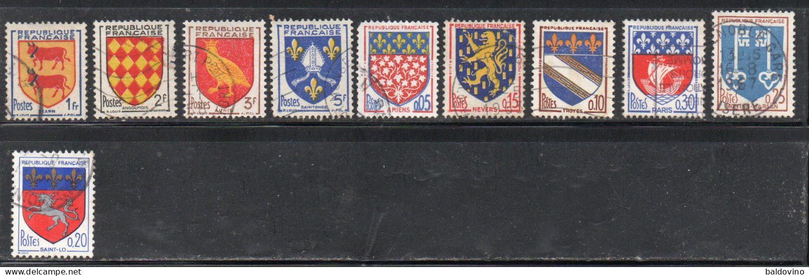 France 1951/1966 YT N° 901-1510 10 Pcs. - 1941-66 Coat Of Arms And Heraldry