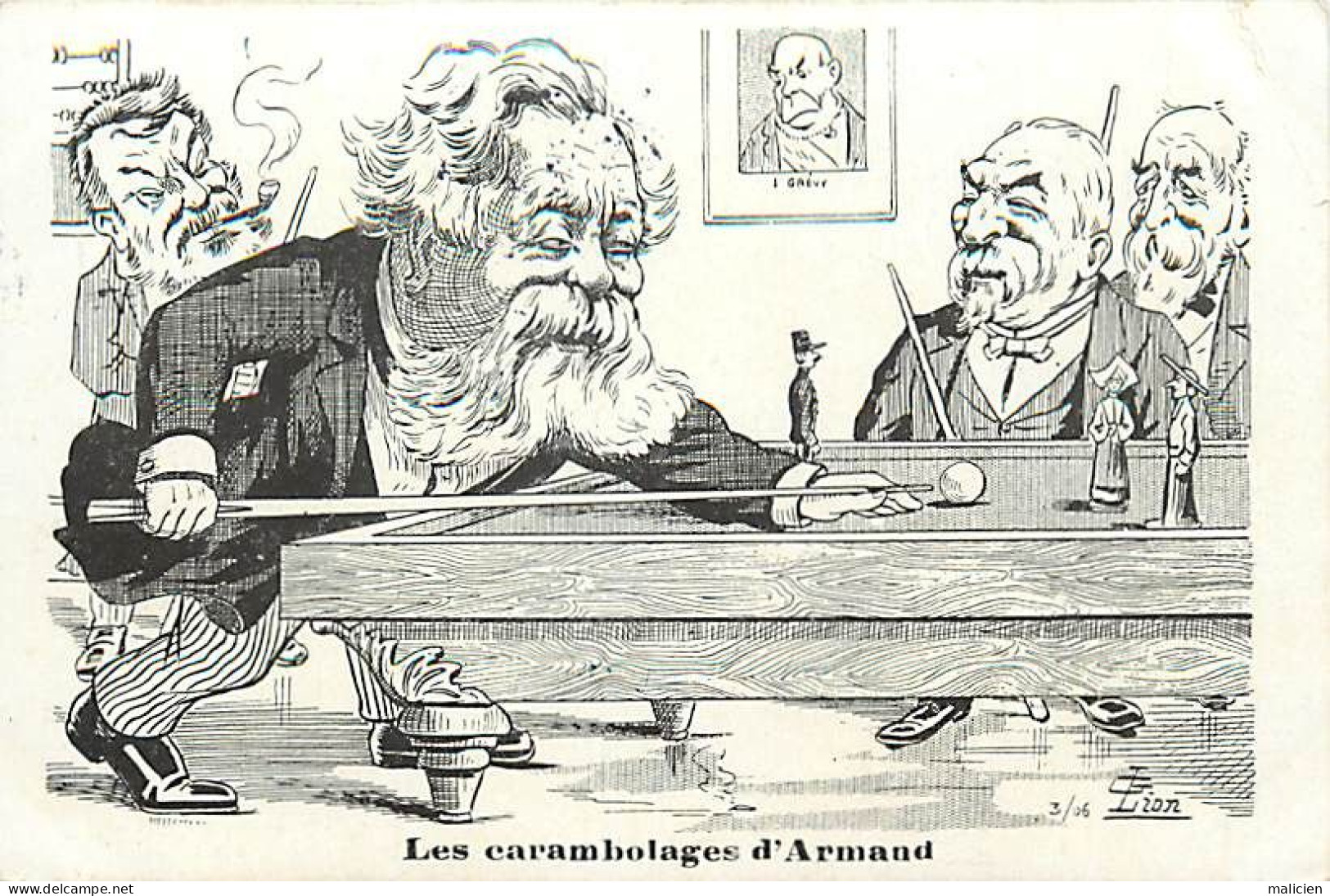 - Thèmes Div -ref-V V696- Politique - Satiriques - Les Carambolages D Armand - Jeu De Billard - - Satirical