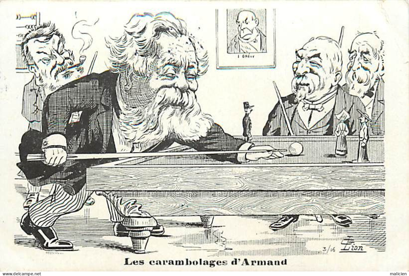 - Thèmes Div -ref-V V696- Politique - Satiriques - Les Carambolages D Armand - Jeu De Billard - - Sátiras