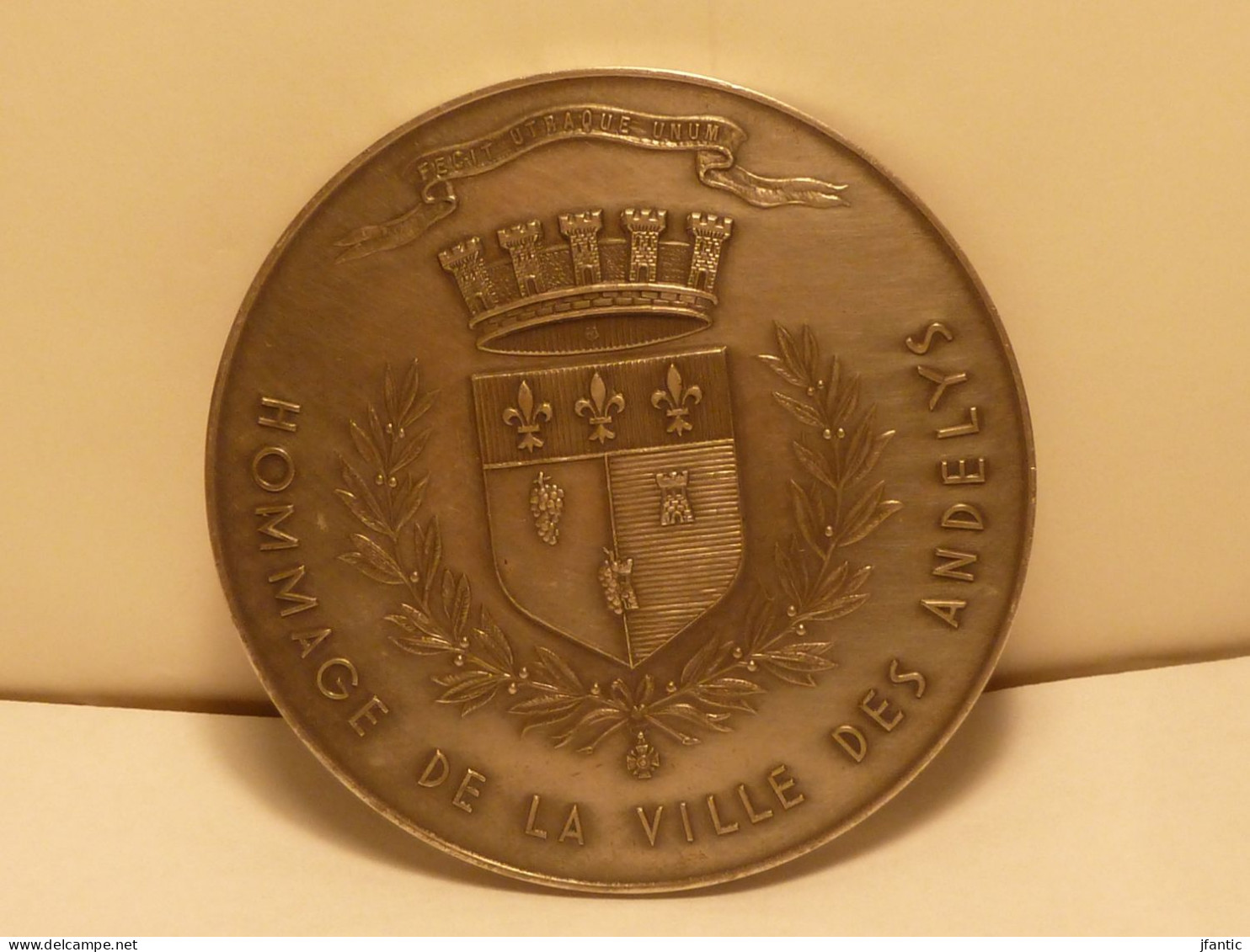 J.Coeffin, Médaille Bronze Argenté,1980, Hommage De La Ville Des Andelys,république Française,liberté,égalité,fraternité - Sonstige & Ohne Zuordnung