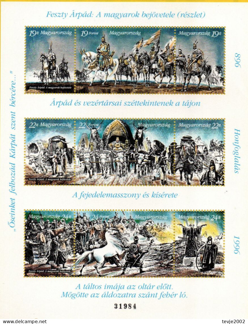 Ungarn 1994-1996 - Mi.Nr. 4289 - 4291 + 4327 - 4329 + 4368 - 4370 Kleinbogen - Postfrisch MNH - Blocchi & Foglietti