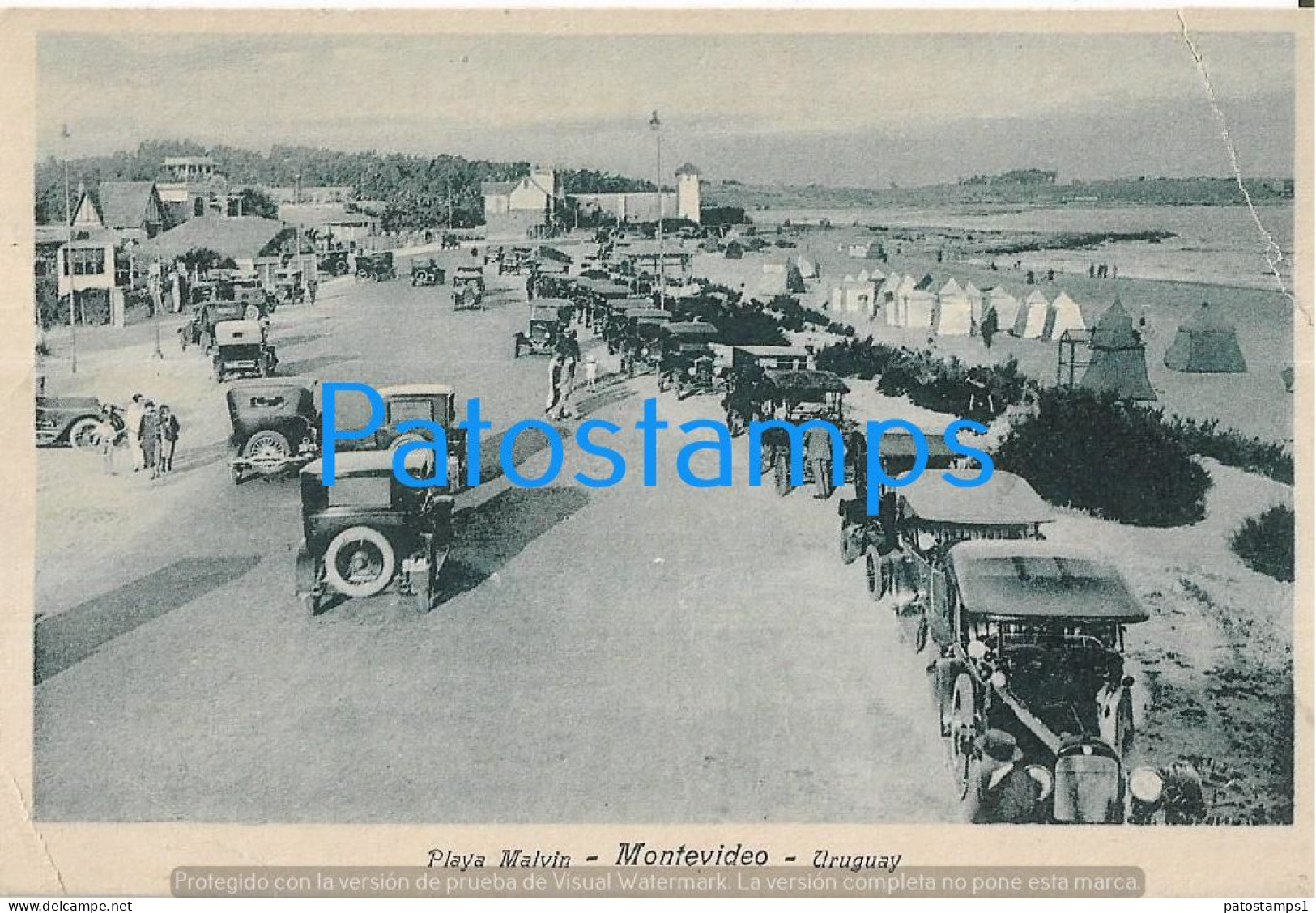 227009 URUGUAY MONTEVIDEO BEACH PLAYA MALVIN & AUTOMOBILE BREAK POSTAL POSTCARD - Uruguay