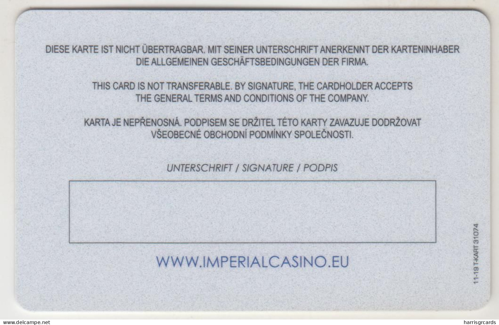 CZECH REPUBLIC Casino Card - Imperial Casino ,used - Tarjetas De Casino