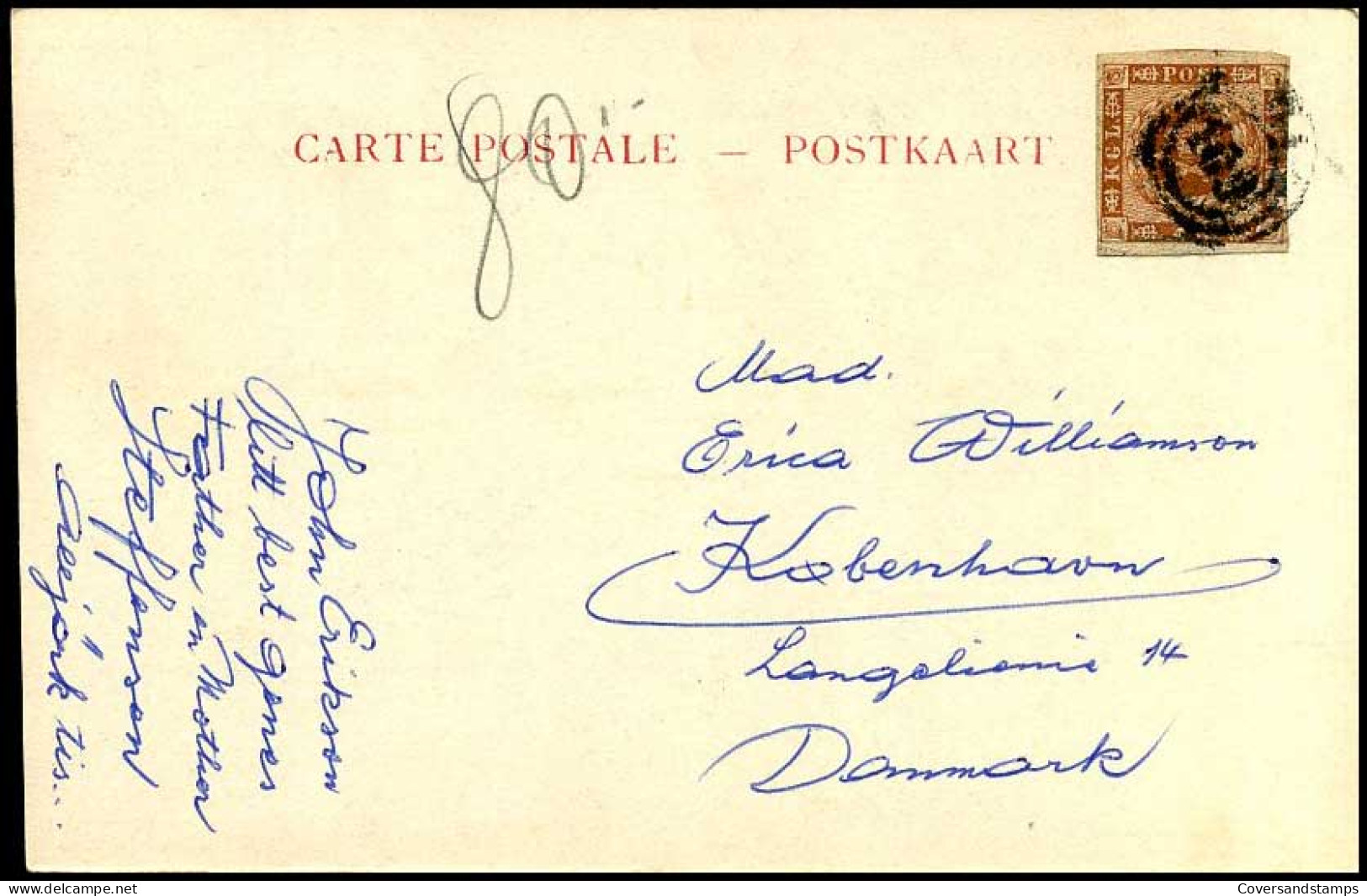 4 Skilling On Postcard - Cartas & Documentos