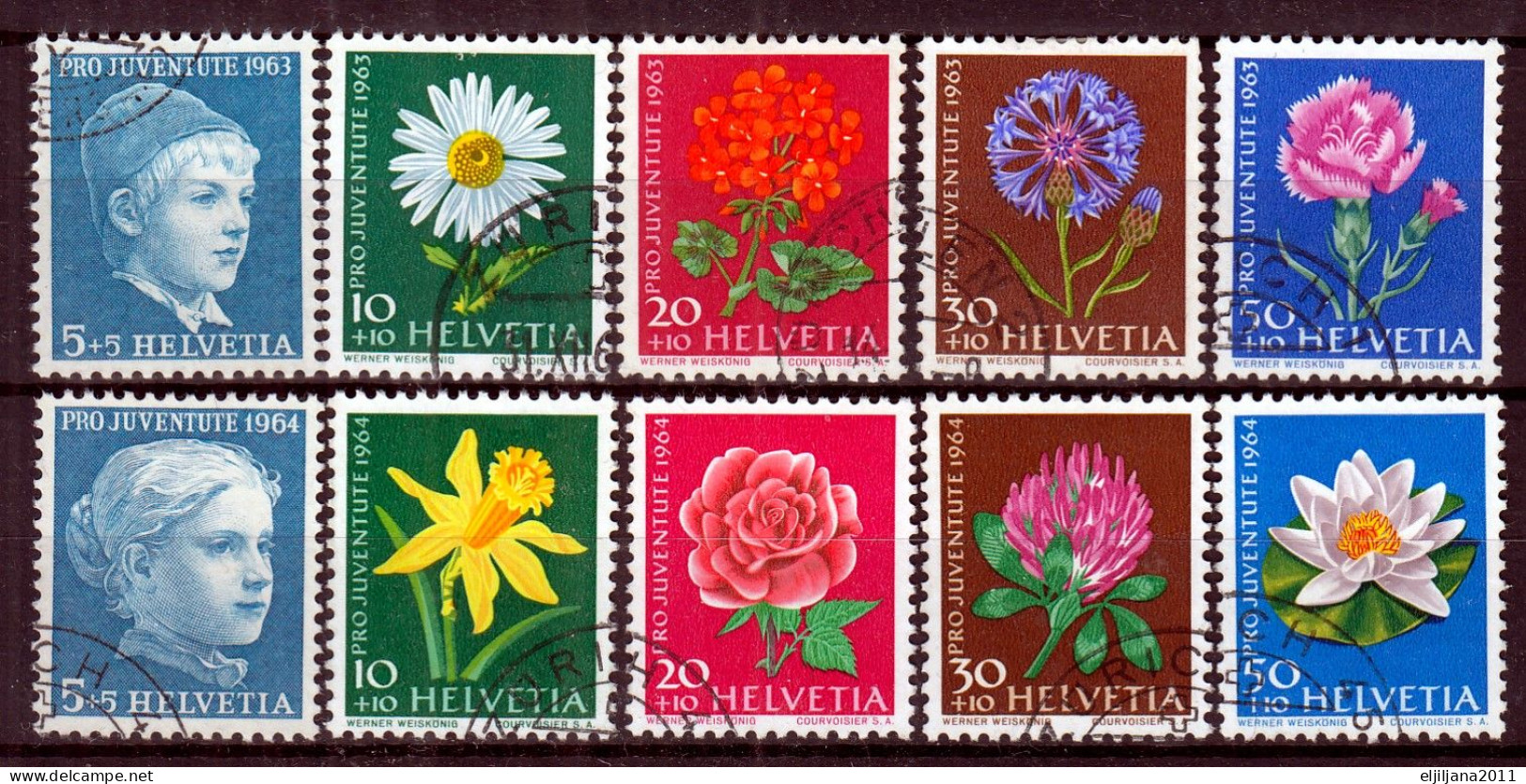 Switzerland / Helvetia / Schweiz / Suisse 1963 & 1964 ⁕ Pro Juventute Mi.786-790 & Mi.803-807 ⁕ 10v Used - Used Stamps