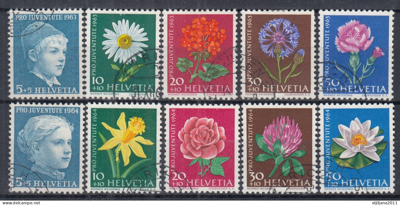 Switzerland / Helvetia / Schweiz / Suisse 1963 & 1964 ⁕ Pro Juventute Mi.786-790 & Mi.803-807 ⁕ 10v Used - Gebruikt