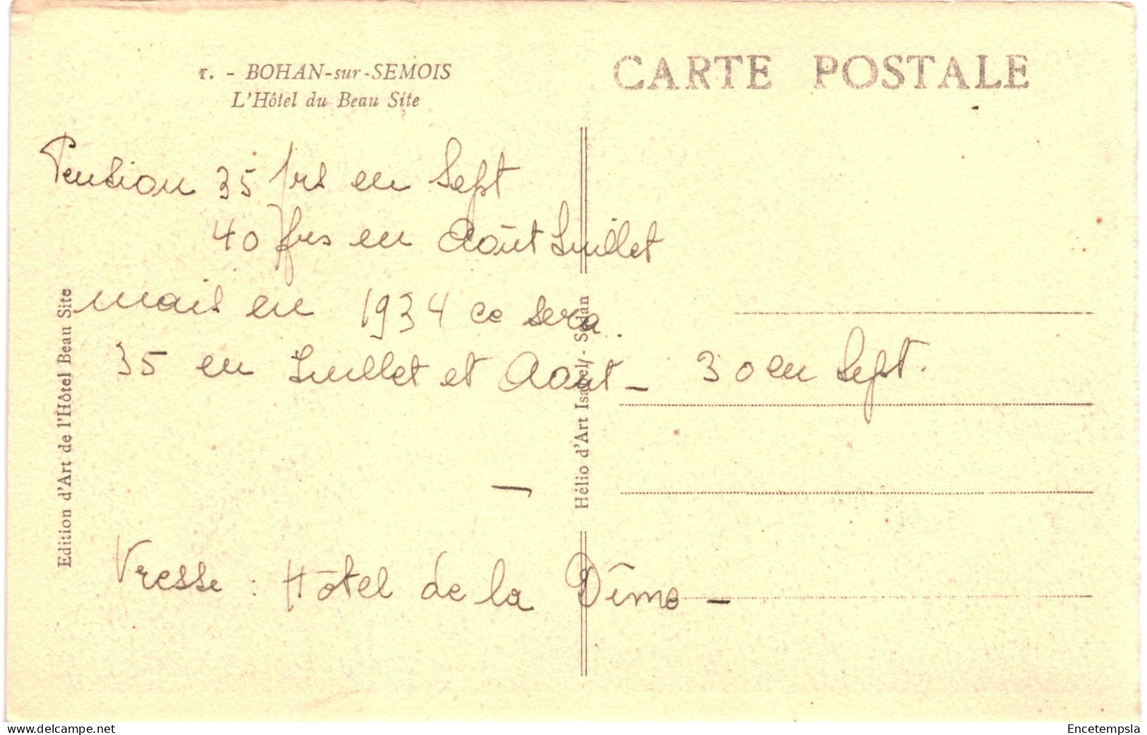 CPA Carte Postale Belgique Bohan Sur Semois L'Hôtel Du Beau Site    VM79698 - Vresse-sur-Semois