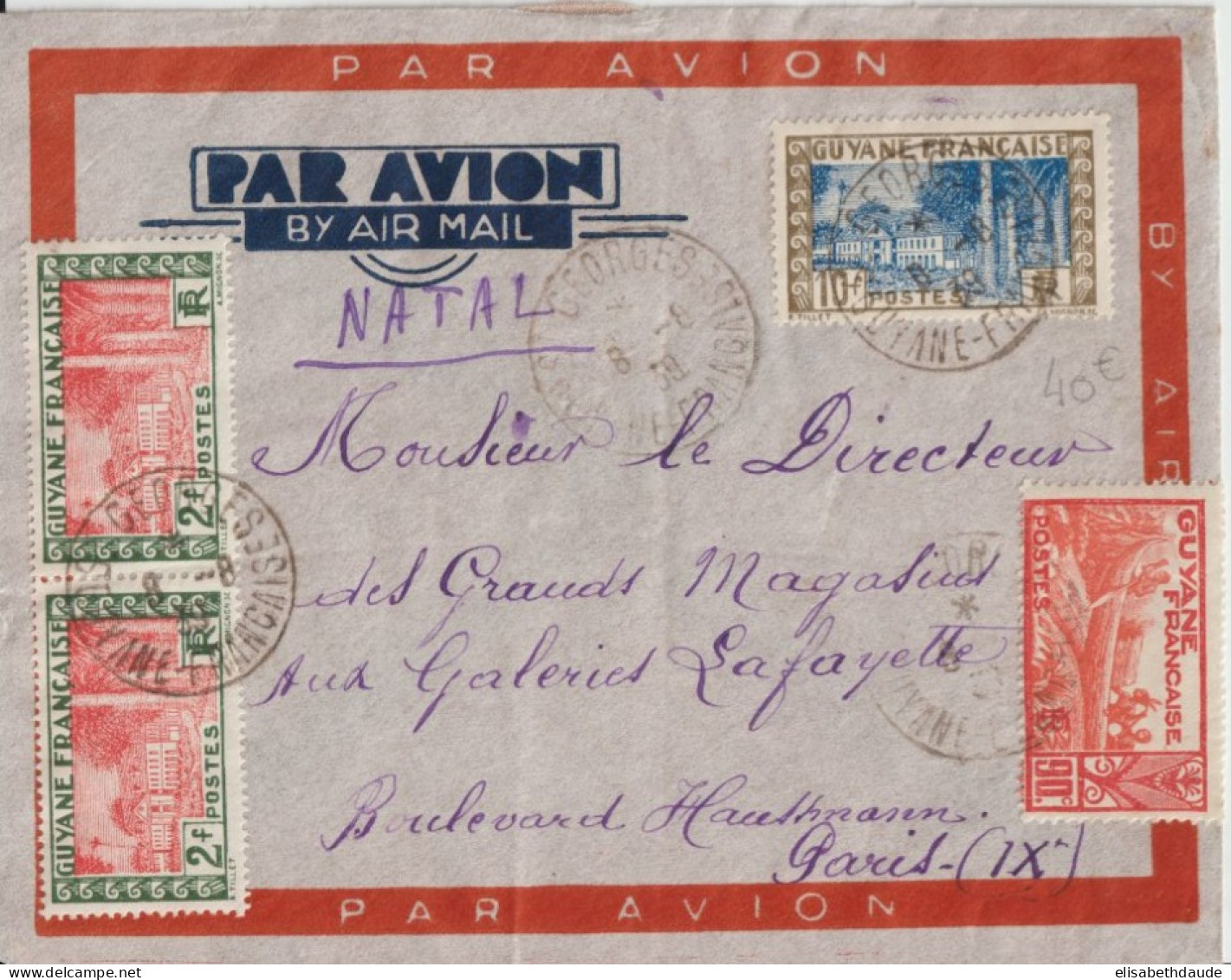 1938 - GUYANE - LETTRE De ST GEORGES (RARE !) => PARIS - Storia Postale