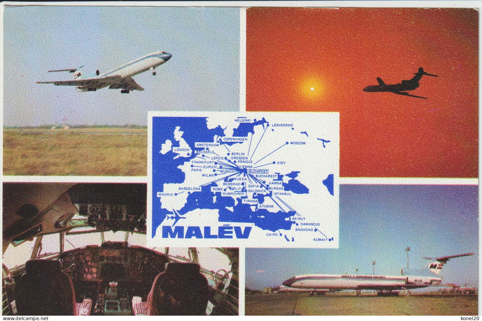 Vintage Pc Malev Hungarian Airlines Tupolev TU-154 Aircraft - 1919-1938: Between Wars