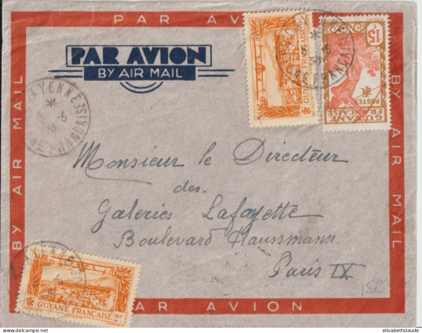 1938 - GUYANE - LETTRE De CAYENNE => PARIS - Briefe U. Dokumente