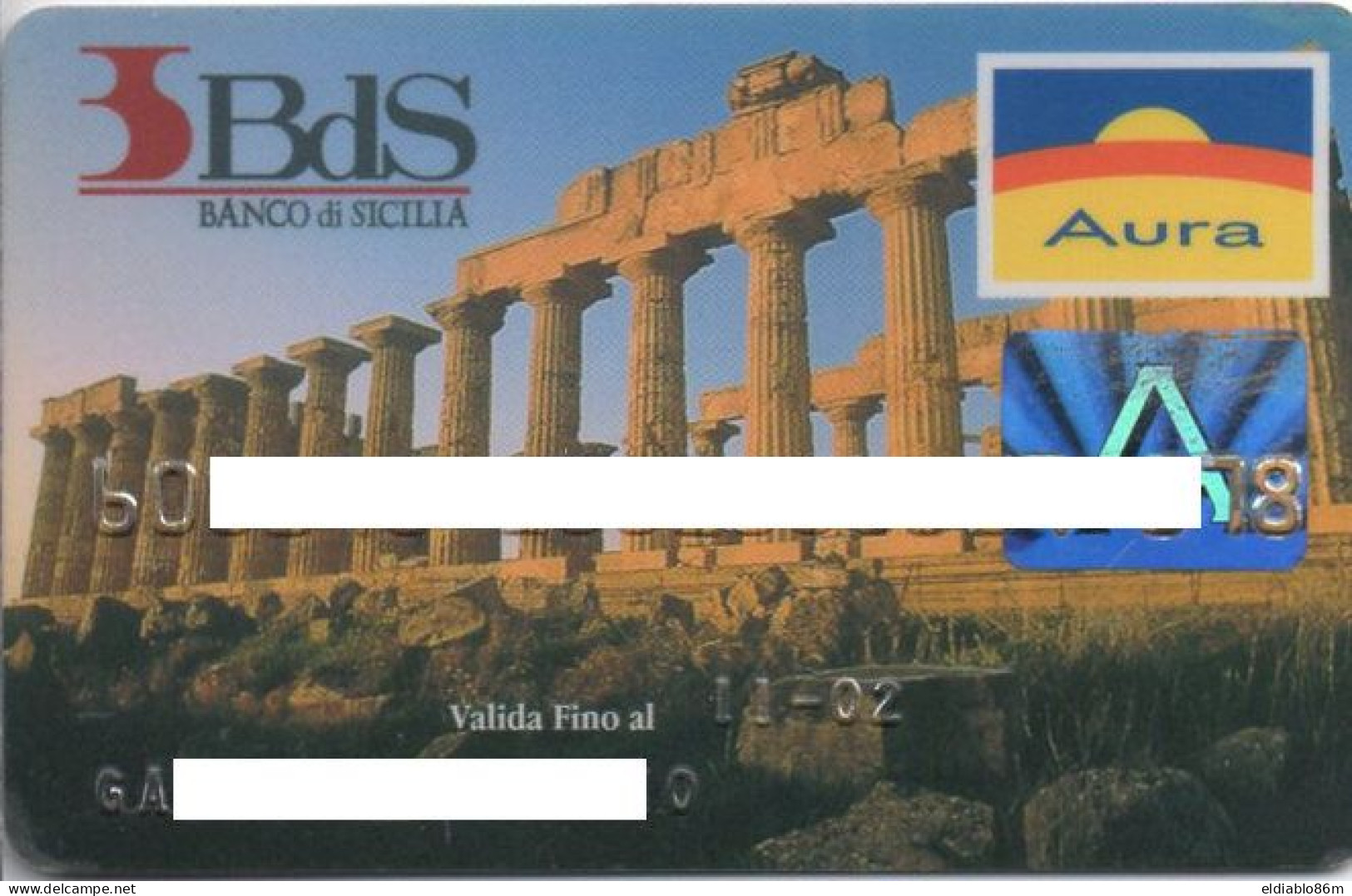 (1383) ITALY - CREDIT BANK CARD - CARTA AURA - BDS BANCO DI SICILIA - Tarjetas De Crédito (caducidad Min 10 Años)