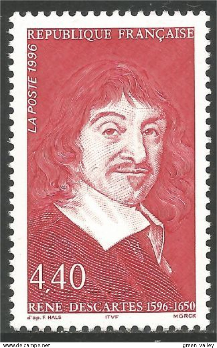 359 France Yv 2995 René Descartes Ecrivain Writer Philosophe MNH ** Neuf SC (2995-1b) - Ecrivains