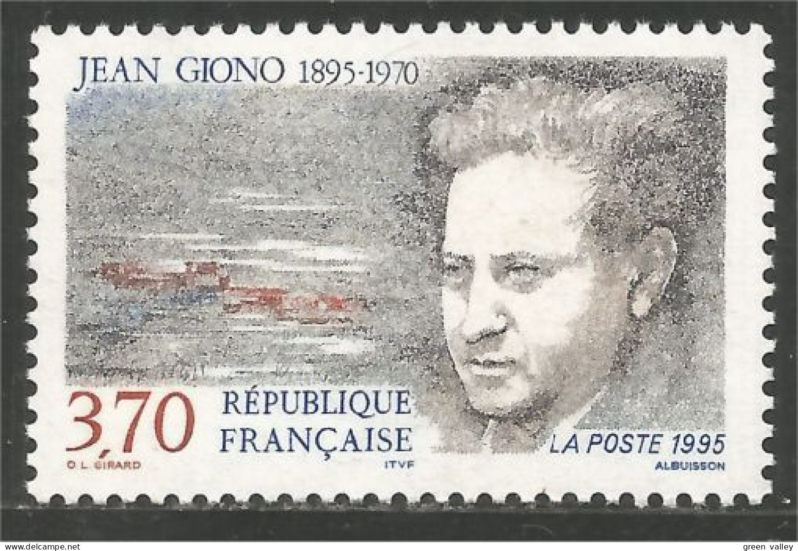 359 France Yv 2939 Jean Giono Ecrivain Writer MNH ** Neuf SC (2939-1b) - Ecrivains