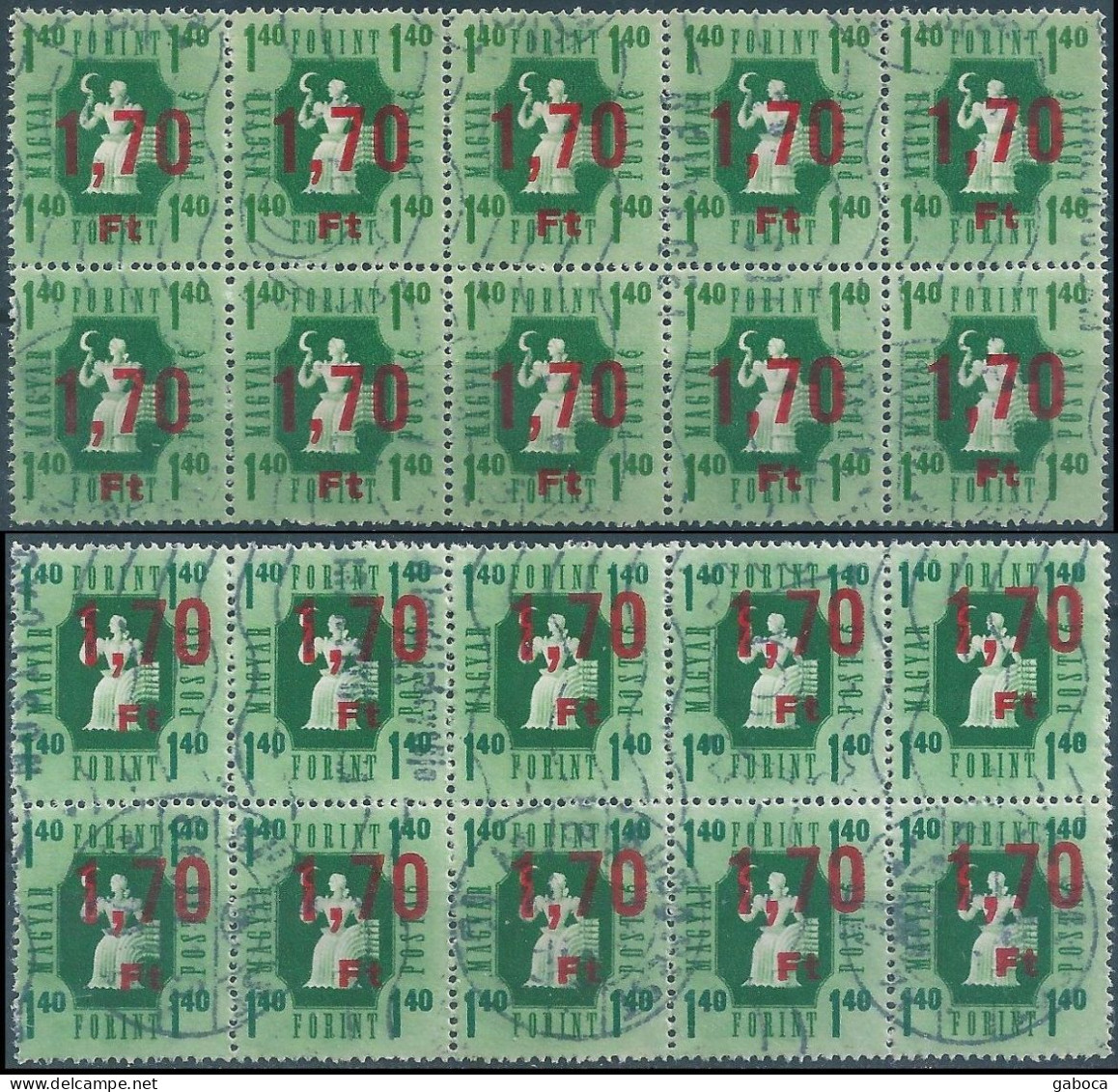 C5899 Hungary Parcel Stamp Agriculture Harvest Ovprnt Plate Block Of 10 Used 2xERROR - Poste
