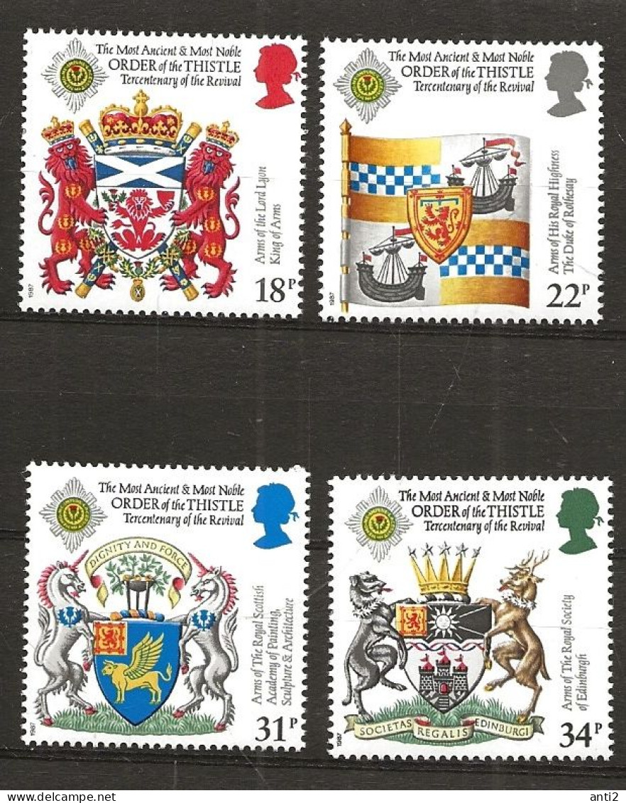 Great Britain  1987  300th Anniversary Of The Thistle Order - Scottish Heraldry.,  Mi 1113-1116, MNH(**) - Neufs